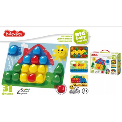 Мозаика для самых маленьких Baby Toys «Домик», 5 цветов, 31 элемент