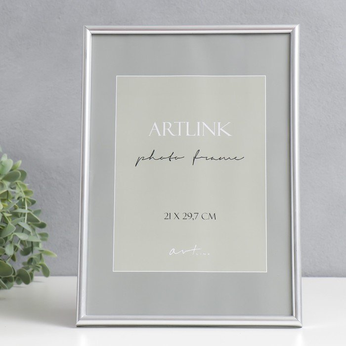 Фоторамка пластик "Decoline" 21х29,7 см, (A4) серебро - Фото 1