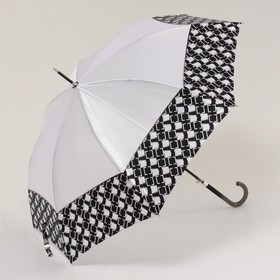 Зонт - трость полуавтоматический «Узор», 3 сложения, 8 спиц, R = 55 см, цвет белый, St-2004-1