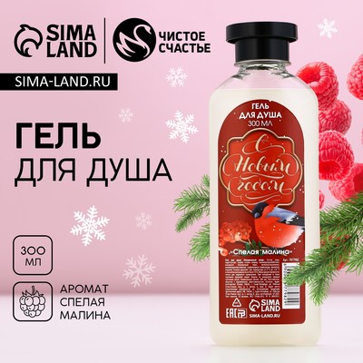 Гель для душа ЧИСТОЕ СЧАСТЬЕ «С Новым Годом», 300 мл, аромат спелой малины