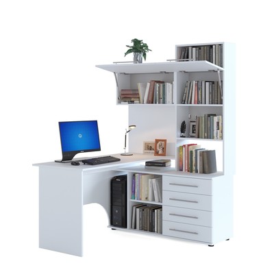 Стол компьютерный «КСТ-14П», 1400 × 1235 × 1828 мм, правый, цвет белый