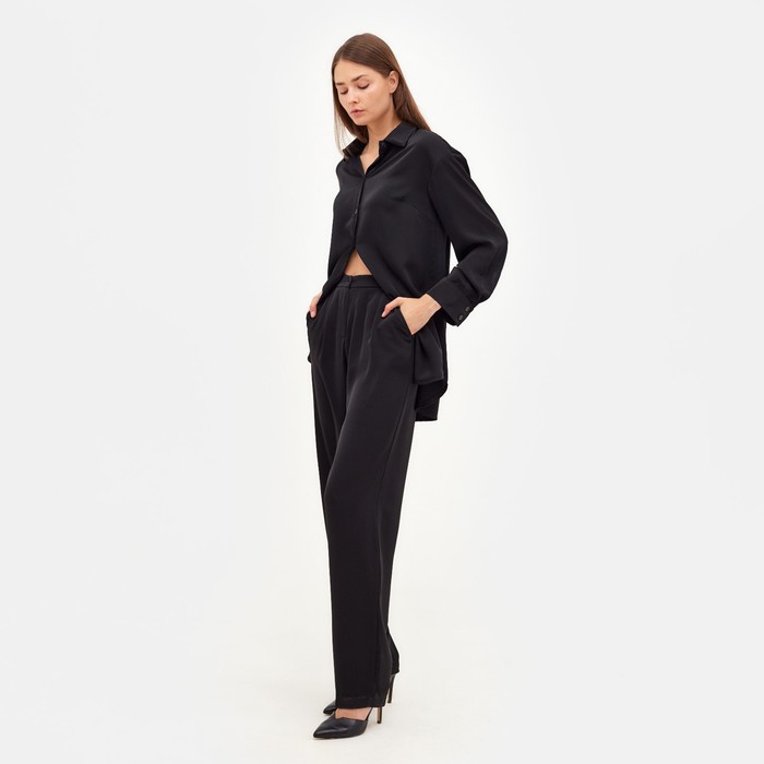 Костюм женский (рубашка, брюки) MINAKU: Silk pleasure, размер 42, чёрный