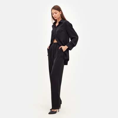 Костюм женский (рубашка, брюки) MINAKU: Silk pleasure, размер 46, чёрный