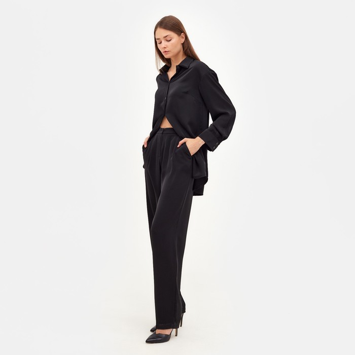 Костюм женский (рубашка, брюки) MINAKU: Silk pleasure, размер 46, чёрный