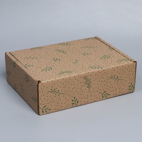 Коробка подарочная сборная, упаковка, «Веточки», бурый, 27 х 21 х 9 см