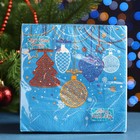 Салфетки бумажные New Line Fresco « Новогодие игрушки», 33х33 см, 3 слоя - фото 9970536