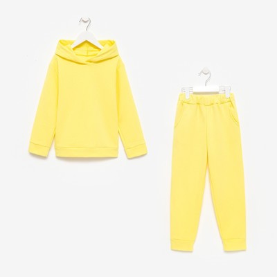 Костюм для девочки с начёсом (толстовка, брюки), жёлтый, рост 92 см