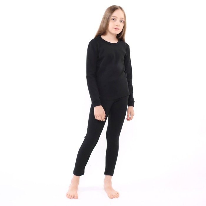 Термобельё для девочки (джемпер, брюки), цвет чёрный, рост 158 см - фото 280724379