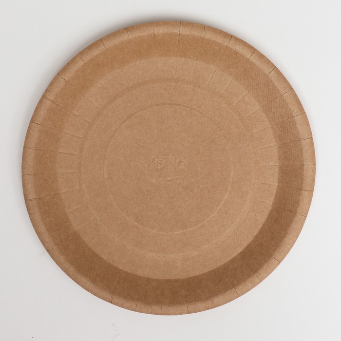 Бумажная тарелка, крафт, 18 х 18 см - Фото 1