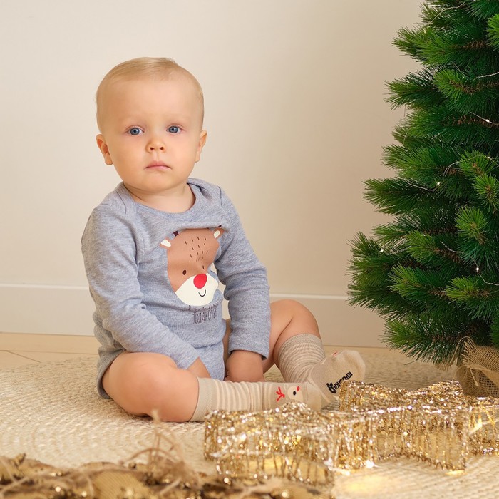 Боди детское «Крошка Я» Mery Xmas, рост 62-68 см, серое - Фото 1