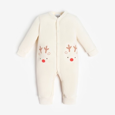 Комбинезон детский «Крошка Я» Mery Xmas, рост 74-80 см, бежевый