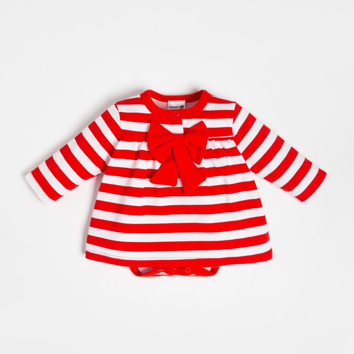 Боди-платье Крошка Я «Бантик», рост 74-80 см, цвет красный/белый - Фото 1
