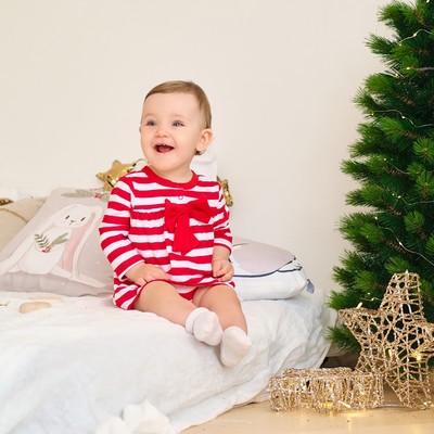 Платье - боди для девочки «Крошка Я. Бантик», рост 74-80 см, красное, белое