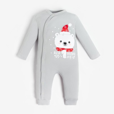 Комбинезон детский «Крошка Я. Мой первый НГ», рост 74-80 см, серый