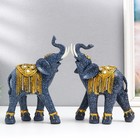 Сувенир полистоун "Синий слон в золотой попоне" МИКС 6,5х15х22,5 см - фото 3014444