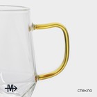 Кружка Magistro «Льдинка», 320 мл, 11×9×9.5 см, стекло, золотистая ручка, прозрачная - Фото 2