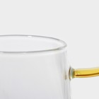 Кружка Magistro «Льдинка», 320 мл, 11×9×9.5 см, стекло, золотистая ручка, прозрачная - Фото 3