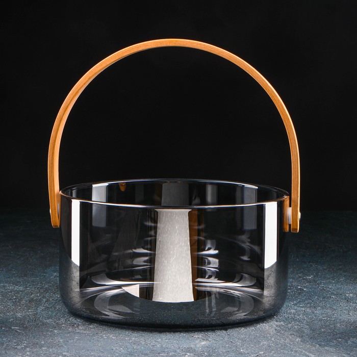 Ведро для льда «Кайлас», 2.6 л, 20×10 см, стекло, чёрное - Фото 1