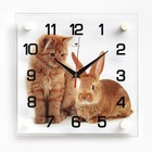 Часы настенные, интерьерные "Заяц и кот", бесшумные, 25 х 25 см - фото 319049977