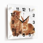 Часы настенные, интерьерные "Заяц и кот", бесшумные, 25 х 25 см - фото 24440702