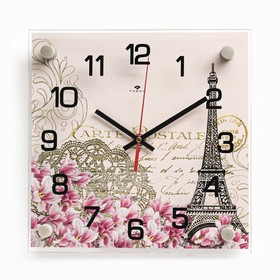 Часы-картина настенные, серия: Интерьер, "Париж", плавный ход, 25 х 25 см