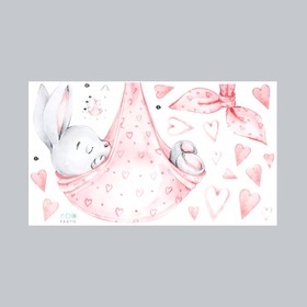 Наклейка пластик интерьерная цветная "Зайка спит в пеленке" 35х60 см