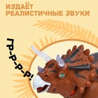Динозавр «Трицератопс», откладывает яйца, проектор, свет и звук, цвет коричневый - фото 6694274