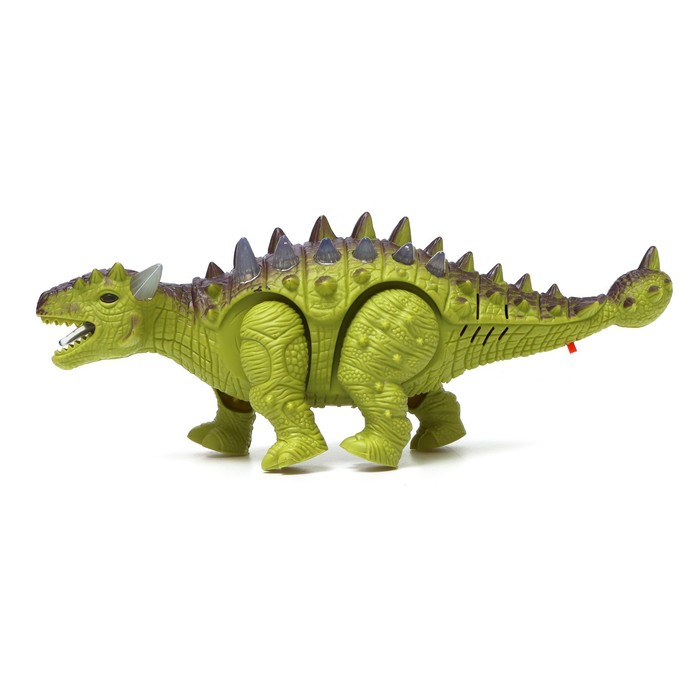 Динозавр «Анкилозавр» работает от батареек, световые и звуковые эффекты, цвет зелёный - фото 1906079945