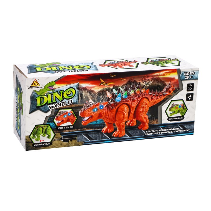 Динозавр «Анкилозавр» работает от батареек, световые и звуковые эффекты, цвет зелёный - фото 1906079947