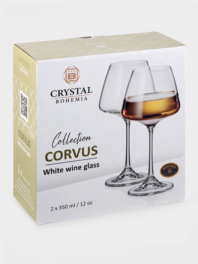 Бокалы для вина Corvus, 350 мл, набор 2 шт., стекло, прозрачные
