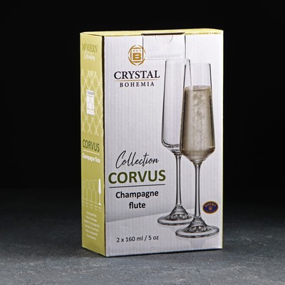 Набор бокалов для шампанского Corvus, 160 мл, 2 шт., стекло, прозрачный