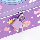 Копилка металл с замочком "Фантазии единорога" МИКС 13х8,5х7,8 см - фото 21767418