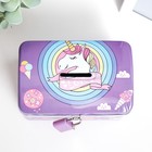 Копилка металл с замочком "Фантазии единорога" МИКС 13х8,5х7,8 см - фото 21767419