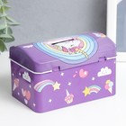 Копилка металл с замочком "Фантазии единорога" МИКС 13х8,5х7,8 см - фото 21767420