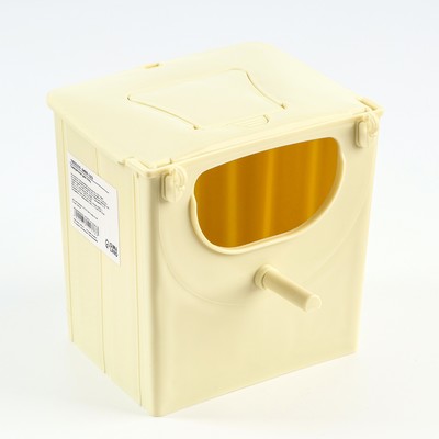 Пластиковый скворечник-гнездо для клетки, 13.5×10×12.5 см, бежевый