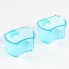 Миска для птиц, 5×3.5 см, с креплением к прутьям, пластик, синяя - Фото 1