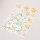 Наклейка пластик "Снеговики под снежинками" серебристо-голубая 17х27 см - Фото 2
