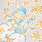 Наклейка пластик "Снеговики под снежинками" серебристо-голубая 17х27 см - Фото 3