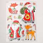 Наклейка пластик "Дед Мороз и лесные животные" 24х33 см - фото 319051112
