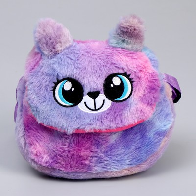 Сумка детская меховая «Радужный котик», 15×13×3 см