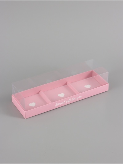 Коробка кондитерская для муссовых пирожных «Сердечки», 27×8.6×6.5 см
