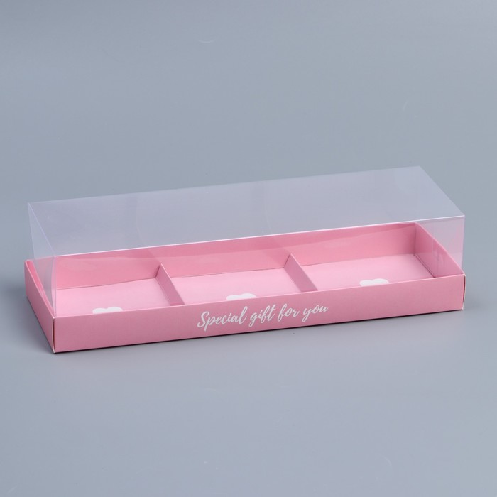 Коробка кондитерская для муссовых пирожных «Сердечки», 27 х 8.6 х 6.5 см