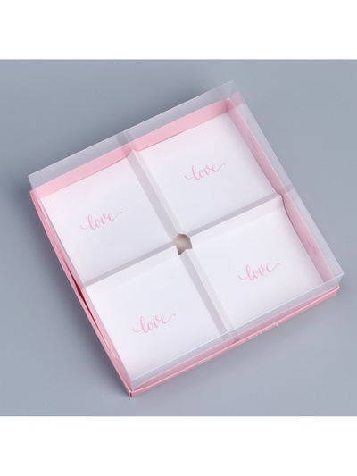 Коробка кондитерская для муссовых пирожных «Love», 17.8×17.8×6.5 см