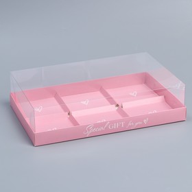Коробка кондитерская для муссовых пирожных «Сердечки», 27 х 17.8 х 6.5 см