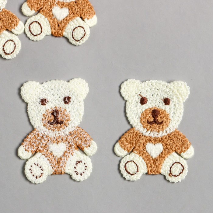 Декор для творчества текстиль вышивка "Медвежонок с сердечком" 5,8х4,6 см - Фото 1