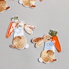 Декор для творчества текстиль вышивка "Кролик с морковкой" 6х5,2 см - Фото 1