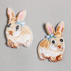 Декор для творчества текстиль вышивка "Кролик с бантиком на ушке" 3,8х5 см - фото 319812867