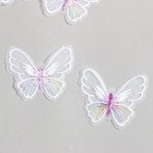 Декор для творчества текстиль вышивка "Бабочка белая" 4,7х5,5 см - фото 319812879