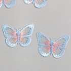 Декор для творчества текстиль вышивка "Бабочка голубо-розовая" 4,3х5,5 см - фото 319051558