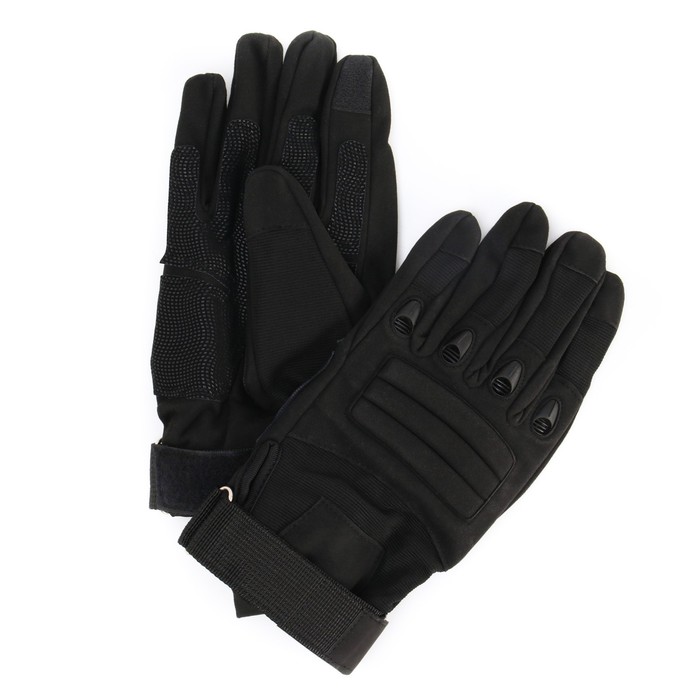 Перчатки тактические мужские "Storm tactic" с защитой суставов, размер - L, черные - Фото 1